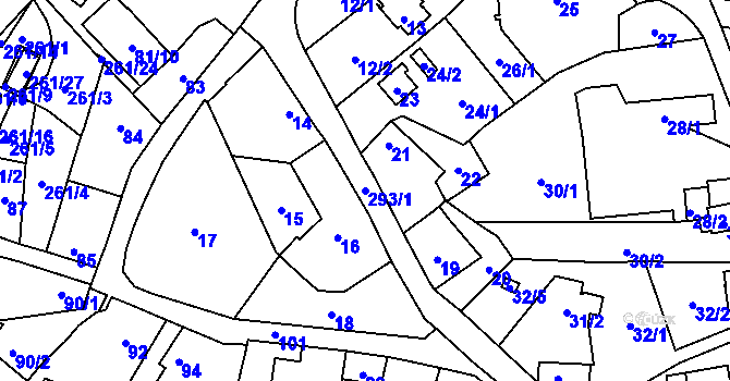Parcela st. 293/1 v KÚ Těchlovice u Hradce Králové, Katastrální mapa