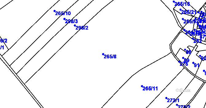 Parcela st. 265/8 v KÚ Těchlovice u Hradce Králové, Katastrální mapa