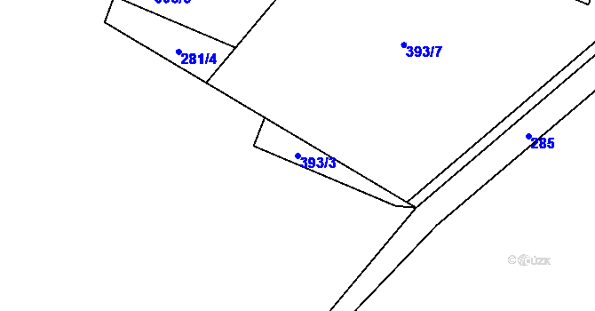 Parcela st. 393/3 v KÚ Těchlovice u Hradce Králové, Katastrální mapa