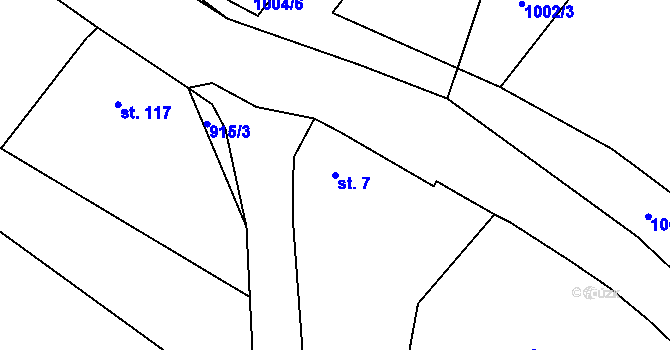 Parcela st. 7 v KÚ Těchobuz, Katastrální mapa