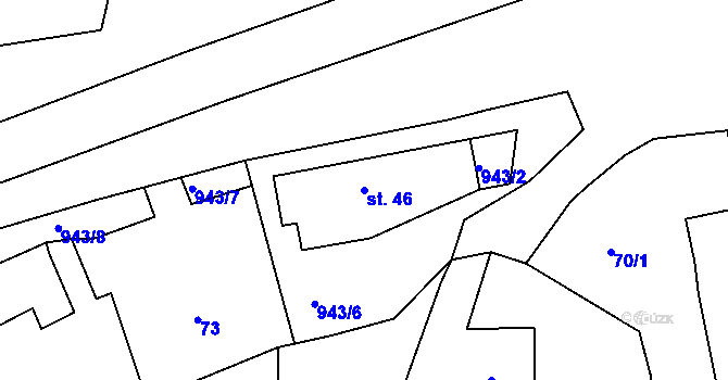 Parcela st. 46 v KÚ Těchobuz, Katastrální mapa