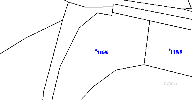 Parcela st. 115/6 v KÚ Těchobuz, Katastrální mapa