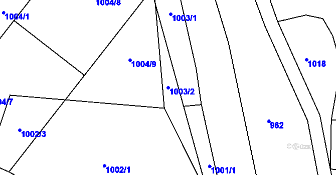 Parcela st. 1003/2 v KÚ Těchobuz, Katastrální mapa
