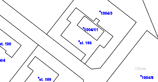 Parcela st. 195 v KÚ Těchobuz, Katastrální mapa