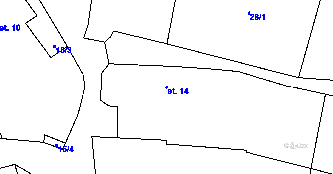 Parcela st. 14 v KÚ Těchonice, Katastrální mapa