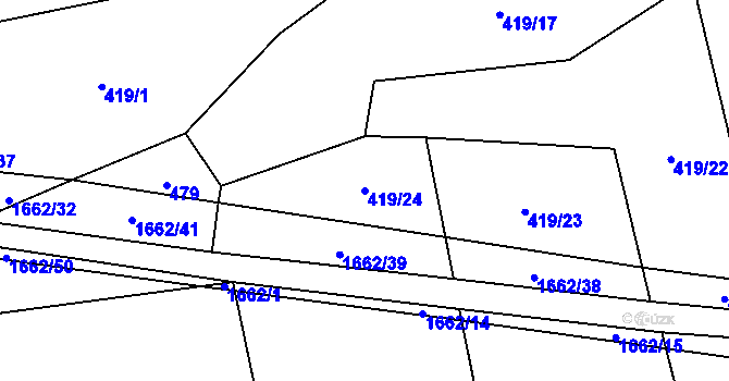 Parcela st. 419/24 v KÚ Těchonice, Katastrální mapa