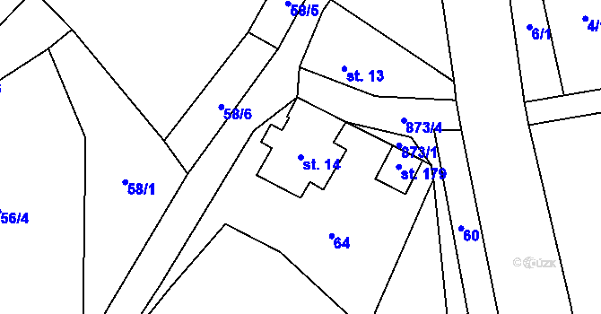 Parcela st. 14 v KÚ Celné, Katastrální mapa