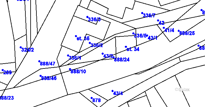Parcela st. 43/2 v KÚ Celné, Katastrální mapa