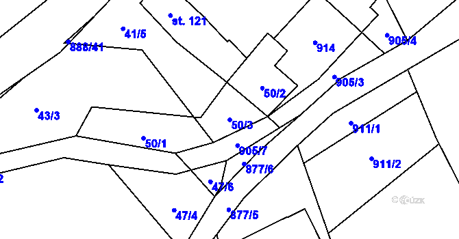 Parcela st. 50/3 v KÚ Celné, Katastrální mapa