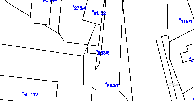 Parcela st. 883/5 v KÚ Celné, Katastrální mapa