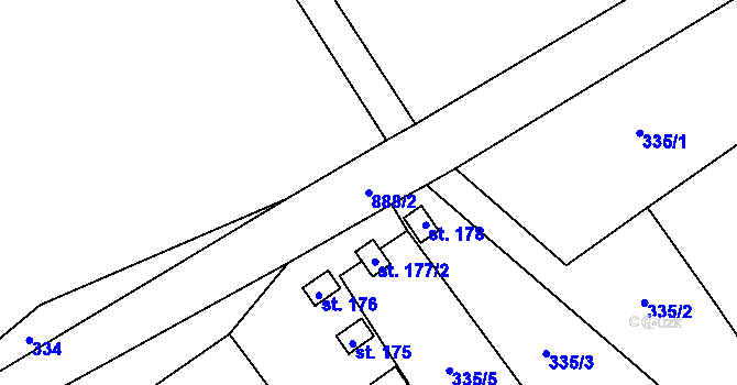 Parcela st. 888/2 v KÚ Celné, Katastrální mapa