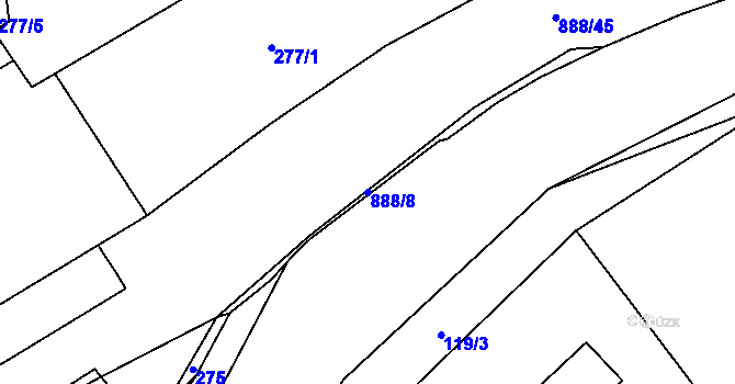 Parcela st. 888/8 v KÚ Celné, Katastrální mapa