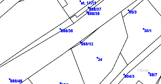 Parcela st. 888/12 v KÚ Celné, Katastrální mapa