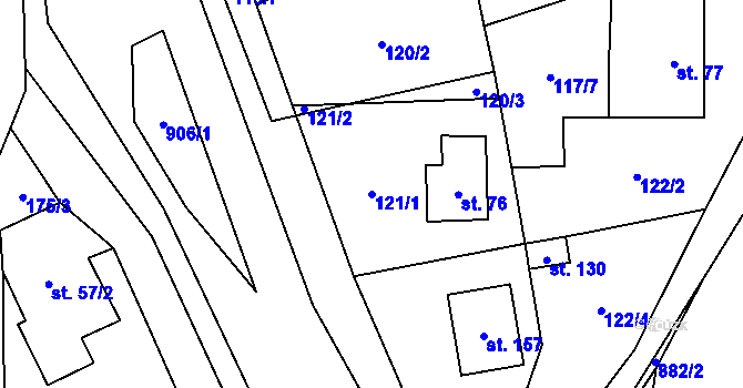 Parcela st. 121/1 v KÚ Celné, Katastrální mapa