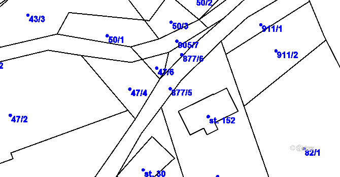 Parcela st. 877/5 v KÚ Celné, Katastrální mapa