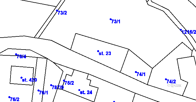 Parcela st. 23 v KÚ Těchonín, Katastrální mapa