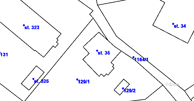 Parcela st. 35 v KÚ Těchonín, Katastrální mapa