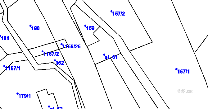 Parcela st. 61 v KÚ Těchonín, Katastrální mapa