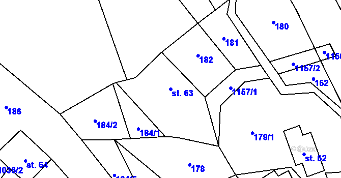 Parcela st. 63 v KÚ Těchonín, Katastrální mapa