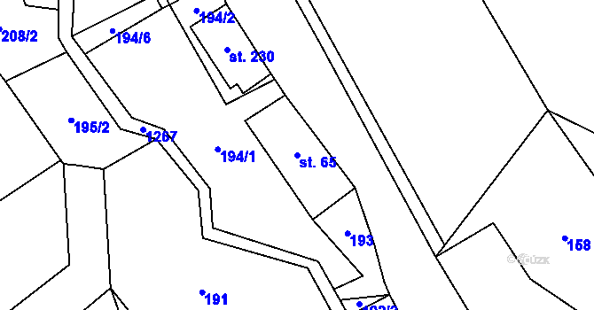 Parcela st. 65 v KÚ Těchonín, Katastrální mapa