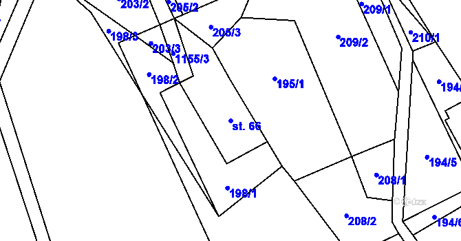 Parcela st. 66 v KÚ Těchonín, Katastrální mapa