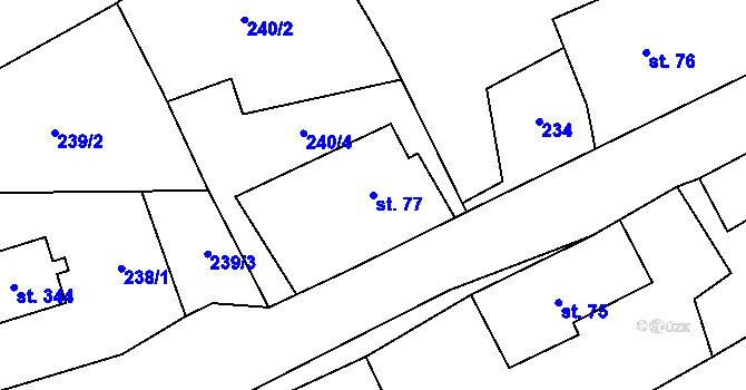 Parcela st. 77 v KÚ Těchonín, Katastrální mapa