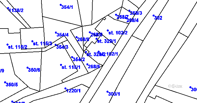 Parcela st. 102/1 v KÚ Těchonín, Katastrální mapa