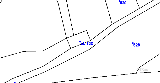 Parcela st. 132 v KÚ Těchonín, Katastrální mapa