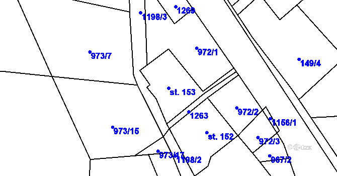 Parcela st. 153 v KÚ Těchonín, Katastrální mapa