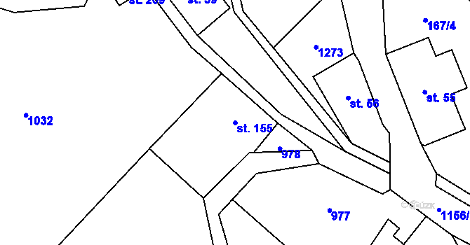 Parcela st. 155 v KÚ Těchonín, Katastrální mapa