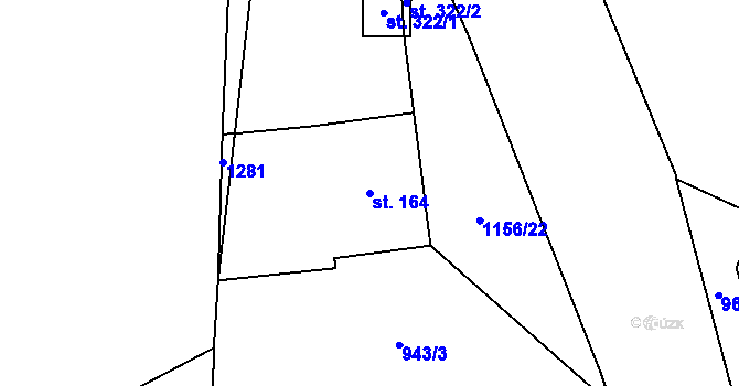 Parcela st. 164 v KÚ Těchonín, Katastrální mapa