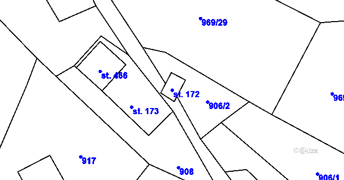 Parcela st. 172 v KÚ Těchonín, Katastrální mapa