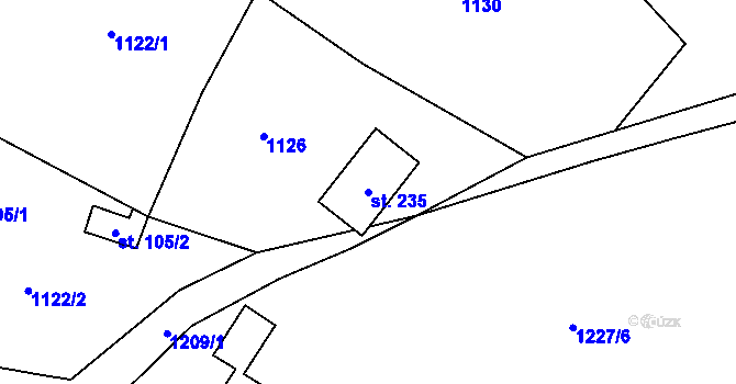 Parcela st. 235 v KÚ Těchonín, Katastrální mapa