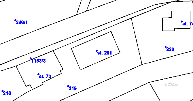 Parcela st. 251 v KÚ Těchonín, Katastrální mapa