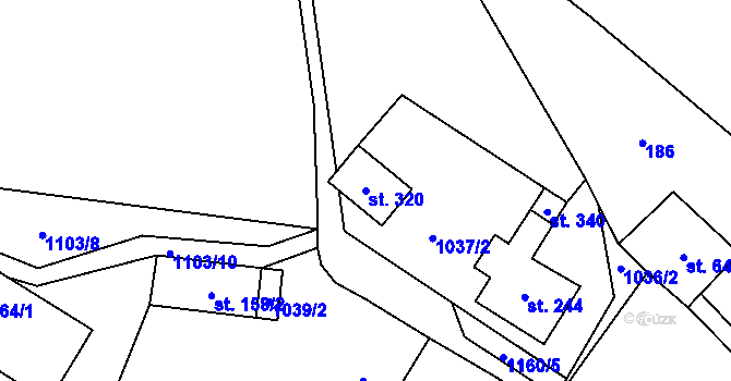 Parcela st. 320 v KÚ Těchonín, Katastrální mapa