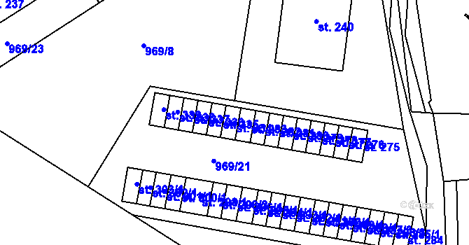 Parcela st. 334 v KÚ Těchonín, Katastrální mapa