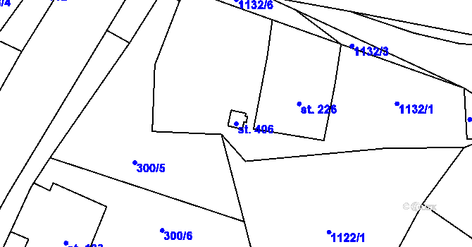 Parcela st. 406 v KÚ Těchonín, Katastrální mapa