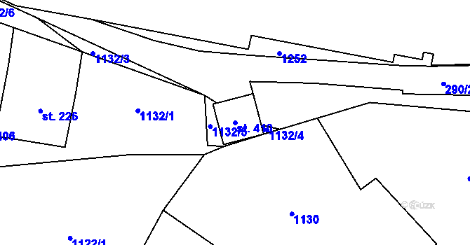 Parcela st. 410 v KÚ Těchonín, Katastrální mapa