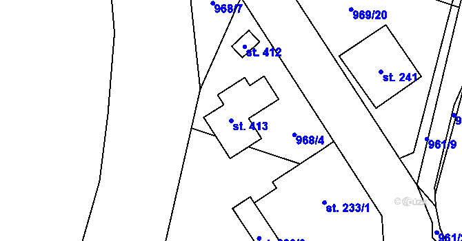 Parcela st. 413 v KÚ Těchonín, Katastrální mapa