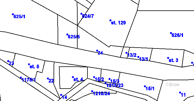 Parcela st. 24 v KÚ Těchonín, Katastrální mapa