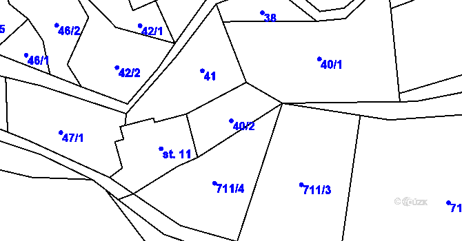 Parcela st. 40/2 v KÚ Těchonín, Katastrální mapa