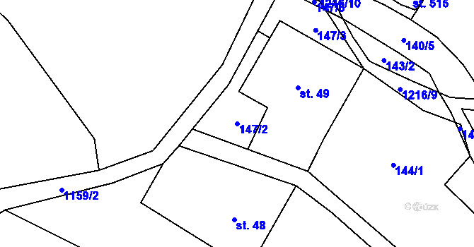 Parcela st. 147/2 v KÚ Těchonín, Katastrální mapa
