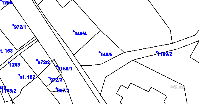 Parcela st. 149/5 v KÚ Těchonín, Katastrální mapa