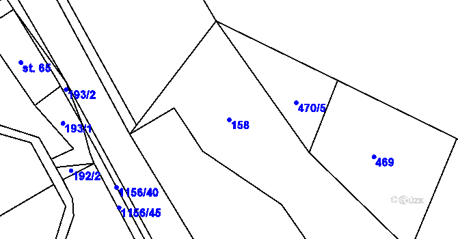 Parcela st. 158 v KÚ Těchonín, Katastrální mapa