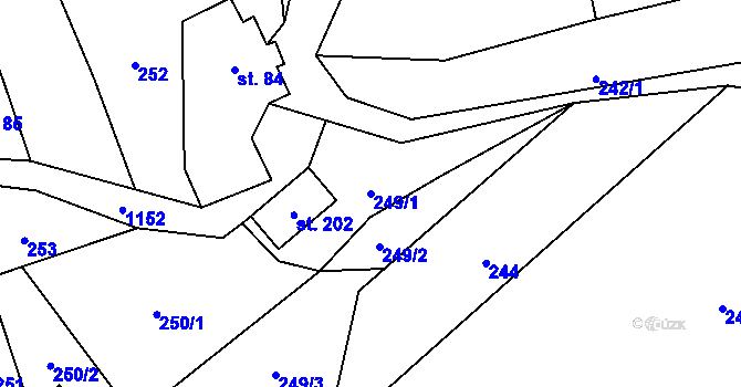 Parcela st. 249/1 v KÚ Těchonín, Katastrální mapa