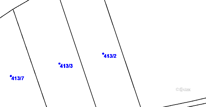 Parcela st. 413/2 v KÚ Těchonín, Katastrální mapa