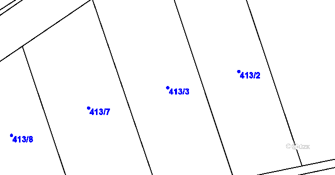 Parcela st. 413/3 v KÚ Těchonín, Katastrální mapa