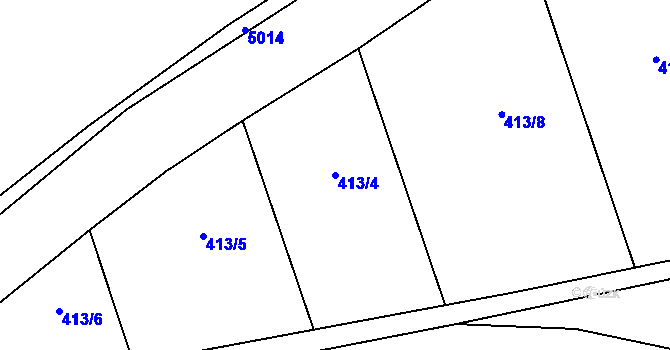 Parcela st. 413/4 v KÚ Těchonín, Katastrální mapa