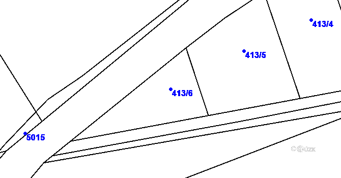 Parcela st. 413/6 v KÚ Těchonín, Katastrální mapa