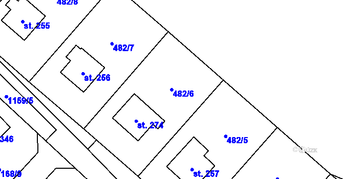 Parcela st. 482/6 v KÚ Těchonín, Katastrální mapa